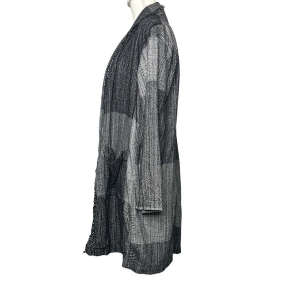 Eileen Fisher Organic Cotton Striped Long Cardigan Jacket - Picture 3 of 8